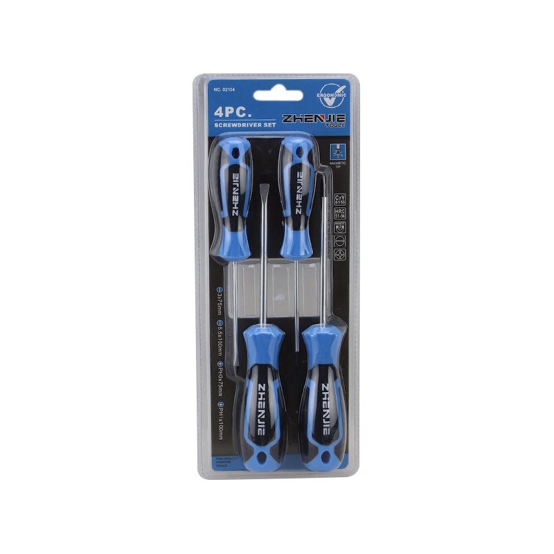 4-teiliges Schlitz- und Kreuzschlitzschraubendreher-Set mit ergonomisch geformtem Griff