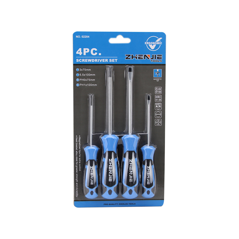 4-teiliges Schraubendreher-Bit-Set mit ergonomisch geformtem Griff