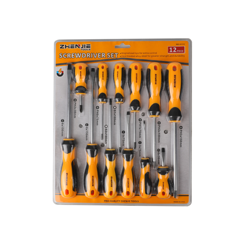 12-teiliges Schlitz-Phillips- und Vierkant-CRV-Schraubendreher-Set