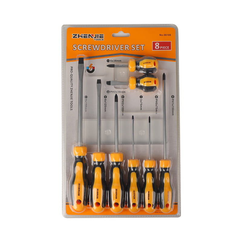 8-teiliges Schlitz- und Kreuzschlitzschraubendreher-Set mit CRV-Klinge