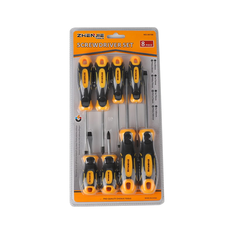 8-teiliges Schlitz- und Kreuzschlitz-CRV-Schraubendreher-Set mit magnetisierter Spitze