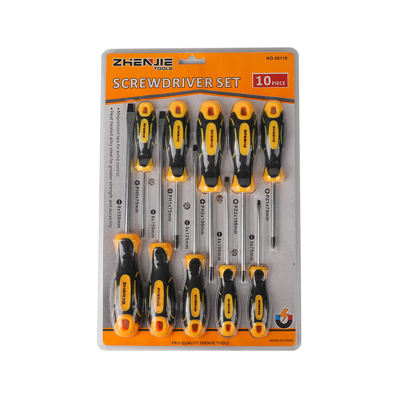 10-teiliges Schlitz-Phillips-Pozidriv-CRV-Schraubendreher-Set