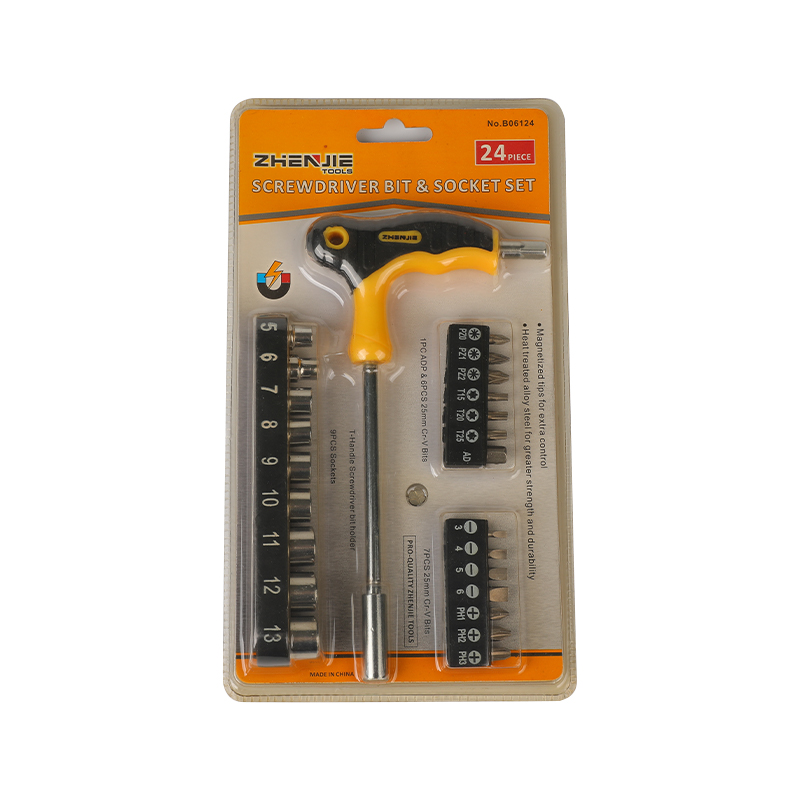 24-teiliges T-Griff-Schlitz-Phillips-Torx-Pozidriv-CRV-Bit-Set