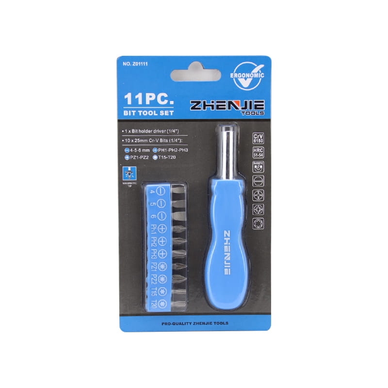 11-teiliges Handwerkzeug-Bithalter-Set mit magnetischer Spitze