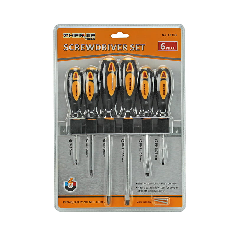 6-teiliges CRV-Schraubendreher-Set in Doppelblisterverpackung