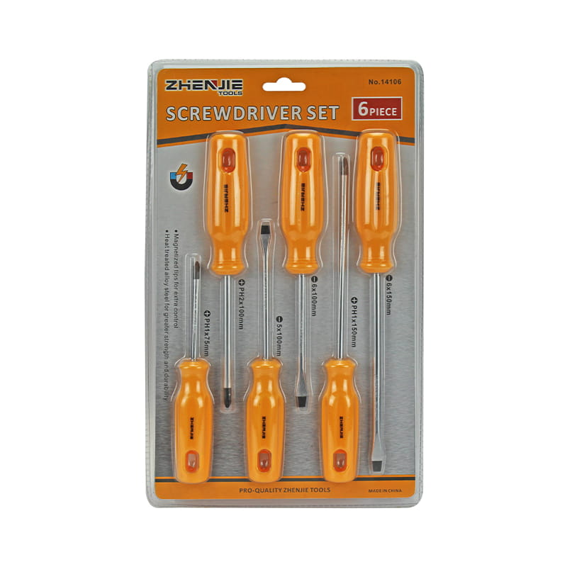 Ergonomisch geformter CRV-Schraubendrehersatz mit 6 Griffen