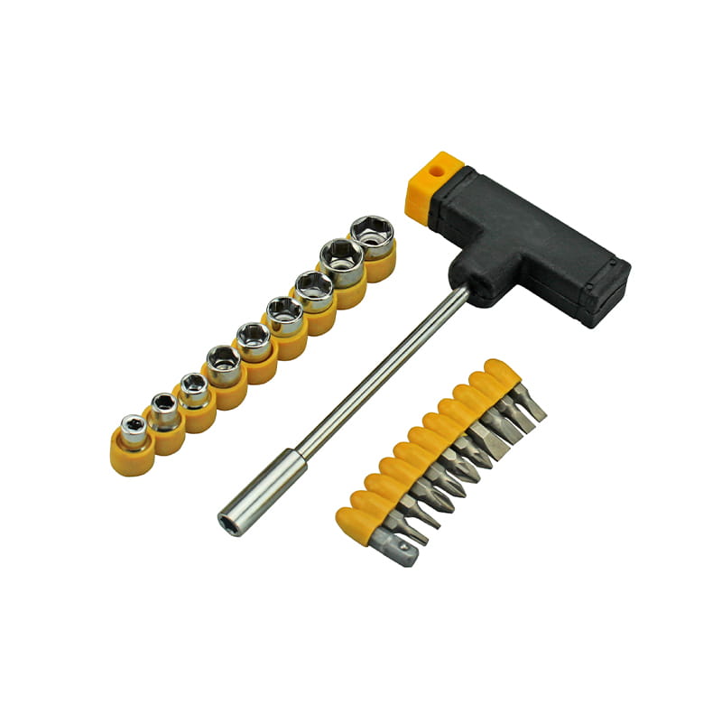 21-teiliges Schlitz-Phillips-Torx-Pozidriv-Steckschlüssel- und Bit-Set