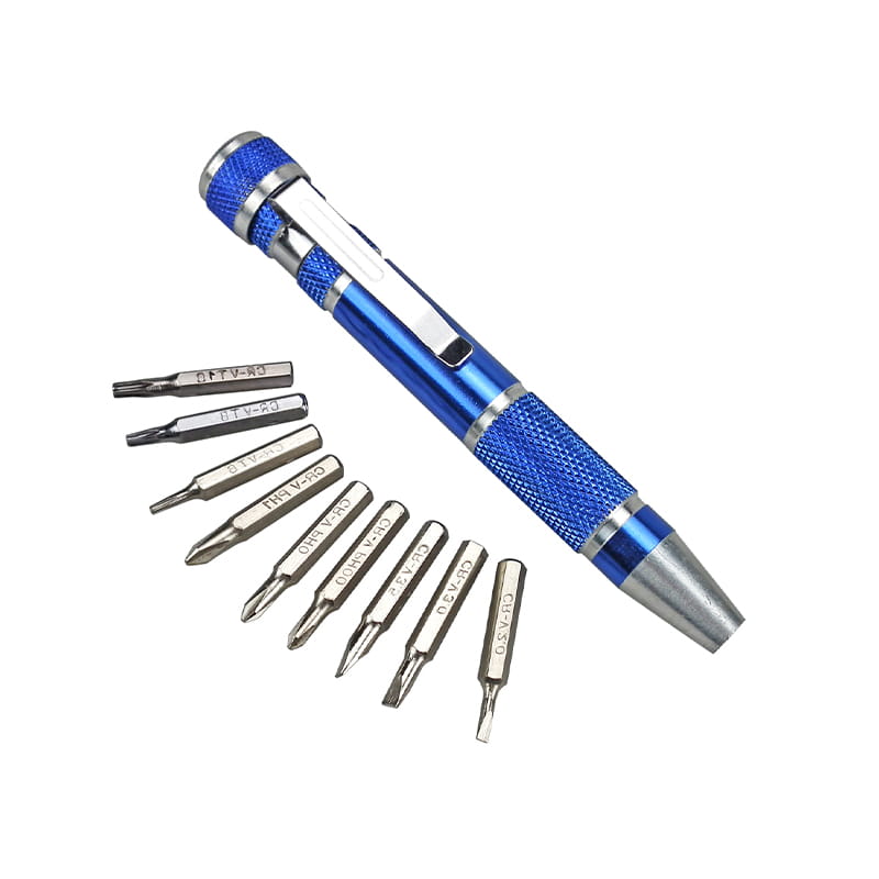 9-in-1-Taschenschraubendreher-Bit-Set aus Aluminium
